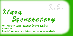 klara szentpetery business card
