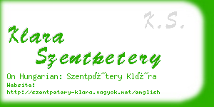 klara szentpetery business card